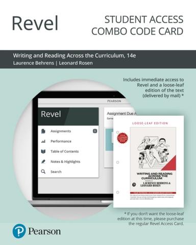 Revel + Print Combo Access Code for Writing and Reading Across the Curriculum
