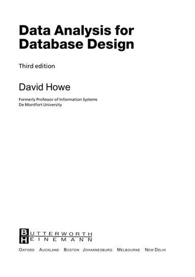 Data Analysis for Database Design