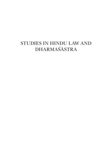 Studies in Hindu Law and Dharmaśāstra